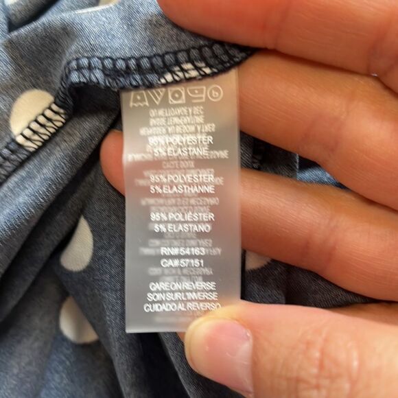 NWOT Tommy Hilfiger | Puff Sleeve V Neck Polka Dot Navy White Mini Dress 8 - Picture 6 of 7